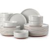 imageMALACASA Plates and Bowls Sets 24 Pieces Modern Ceramic Dinnerware Set for 8 Kitchen Dinner Set Stoneware Dishware Dishes Set Microwave and Dishwasher Safe Brown Series TARAGray