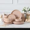 imageMALACASA Plates and Bowls Sets 24 Pieces Modern Ceramic Dinnerware Set for 8 Kitchen Dinner Set Stoneware Dishware Dishes Set Microwave and Dishwasher Safe Pink Series TARAPink
