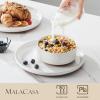 imageMALACASA Plates and Bowls Sets 24 Pieces Modern Ceramic Dinnerware Set for 8 Kitchen Dinner Set Stoneware Dishware Dishes Set Microwave and Dishwasher Safe Brown Series TARAWhite