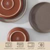 imageMALACASA Plates and Bowls Sets 24 Pieces Modern Ceramic Dinnerware Set for 8 Kitchen Dinner Set Stoneware Dishware Dishes Set Microwave and Dishwasher Safe Brown Series TARABrown
