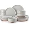 imageMALACASA Plates and Bowls Sets 24 Pieces Modern Ceramic Dinnerware Set for 8 Kitchen Dinner Set Stoneware Dishware Dishes Set Microwave and Dishwasher Safe Brown Series TARAGray