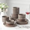 imageMALACASA Plates and Bowls Sets 24 Pieces Modern Ceramic Dinnerware Set for 8 Kitchen Dinner Set Stoneware Dishware Dishes Set Microwave and Dishwasher Safe Pink Series TARABrown
