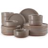 imageMALACASA Plates and Bowls Sets 24 Pieces Modern Ceramic Dinnerware Set for 8 Kitchen Dinner Set Stoneware Dishware Dishes Set Microwave and Dishwasher Safe Pink Series TARABrown