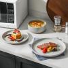 imageMALACASA Plates and Bowls Sets 24 Pieces Modern Ceramic Dinnerware Set for 8 Kitchen Dinner Set Stoneware Dishware Dishes Set Microwave and Dishwasher Safe Pink Series TARAGray