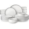 imageMALACASA Plates and Bowls Sets 24 Pieces Modern Porcelain Dinnerware Set for 6 Ceramic Dishware Dishes White Kitchen Dinner Dining Ware Set wtih Black Rim Microwave and Dishwasher Safe Series LUNAIvory WhiteBlack Rim