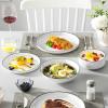 imageMALACASA Plates and Bowls Sets 24 Pieces Modern Porcelain Dinnerware Set for 6 Ceramic Dishware Dishes White Kitchen Dinner Dining Ware Set wtih Black Rim Microwave and Dishwasher Safe Series LUNAIvory WhiteBlack Rim