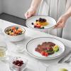 imageMALACASA Plates and Bowls Sets 24 Pieces Modern Porcelain Dinnerware Set for 6 Ceramic Dishware Dishes White Kitchen Dinner Dining Ware Set wtih Black Rim Microwave and Dishwasher Safe Series LUNAIvory WhiteBlack Rim