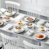 imageMALACASA Plates and Bowls Sets 24 Pieces Modern Porcelain Dinnerware Set for 6 Ceramic Dishware Dishes White Kitchen Dinner Dining Ware Set wtih Black Rim Microwave and Dishwasher Safe Series LUNAIvory WhiteBlack Rim