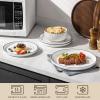 imageMALACASA Plates and Bowls Sets 24 Pieces Modern Porcelain Dinnerware Set for 6 Ceramic Dishware Dishes White Kitchen Dinner Dining Ware Set wtih Black Rim Microwave and Dishwasher Safe Series LUNAIvory WhiteBlack Rim