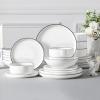 imageMALACASA Plates and Bowls Sets 24 Pieces Modern Porcelain Dinnerware Set for 6 Ceramic Dishware Dishes White Kitchen Dinner Dining Ware Set wtih Black Rim Microwave and Dishwasher Safe Series LUNAIvory WhiteBlack Rim