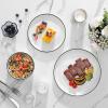 imageMALACASA Plates and Bowls Sets 24 Pieces Modern Porcelain Dinnerware Set for 6 Ceramic Dishware Dishes White Kitchen Dinner Dining Ware Set wtih Black Rim Microwave and Dishwasher Safe Series LUNAIvory WhiteBlack Rim