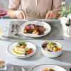 imageMALACASA Plates and Bowls Sets 24 Pieces Modern Porcelain Dinnerware Set for 6 Ceramic Dishware Dishes White Kitchen Dinner Dining Ware Set wtih Black Rim Microwave and Dishwasher Safe Series LUNAIvory WhiteBlack Rim