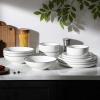 imageMALACASA Plates and Bowls Sets 24 Pieces Modern Porcelain Dinnerware Set for 6 Ceramic Dishware Dishes White Kitchen Dinner Dining Ware Set wtih Black Rim Microwave and Dishwasher Safe Series LUNAIvory WhiteBlack Rim