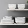 imageMALACASA Plates and Bowls Sets 24Piece Porcelain Dinnerware Sets for 6 Marble Grey Dish Set Square Dinnerware Set with Dinner Plates and Bowls Kitchen Plate Bowl Set Series IVY
