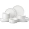 imageMALACASA Plates and Bowls Sets 12 Pieces Porcelain Dinnerware Sets Dishware Sets Chip Resistant Ceramic Dish Set Dining Dinner Ware Service for 4 White Series LUNAIvory White