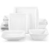 imageMALACASA Plates and Bowls Sets 16Piece Ivory White Dinnerware Sets for 4 Porcelain Square Dishes Set with Dinner Plates and Bowls Series Blance