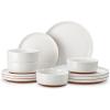 imageMALACASA Plates and Bowls Sets 24 Pieces Modern Ceramic Dinnerware Set for 8 Kitchen Dinner Set Stoneware Dishware Dishes Set Microwave and Dishwasher Safe Pink Series TARAWhite