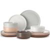 imageMALACASA Plates and Bowls Sets 24 Pieces Modern Ceramic Dinnerware Set for 8 Kitchen Dinner Set Stoneware Dishware Dishes Set Microwave and Dishwasher Safe Brown Series TARAMulticolor