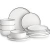 imageMALACASA Plates and Bowls Sets 24 Pieces Modern Porcelain Dinnerware Set for 6 Ceramic Dishware Dishes White Kitchen Dinner Dining Ware Set wtih Black Rim Microwave and Dishwasher Safe Series LUNAIvory WhiteBlack Rim