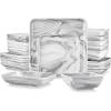 imageMALACASA Plates and Bowls Sets 24Piece Porcelain Dinnerware Sets for 6 Marble Grey Dish Set Square Dinnerware Set with Dinner Plates and Bowls Kitchen Plate Bowl Set Series IVY