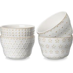 imageMALACASA Small Dessert Bowls 8 oz Ice Cream Bowls Dipping Sauce bowlsCeramic Bouillon Soup Cups or Certain Side Dishes Microwave ampamp Dishwasher Safe Set of 4 Arctic White Series LYDIA