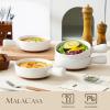 imageMALACASA 23 Oz French Onion Soup Bowls With Handles Ceramic Soup Crocks for Cereal Pasta Beef Stew ChilliOven Microwave Dishwasher Safe Set of 4 Multicolor Series TARAWhite