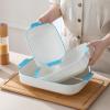 imageMALACASA Casserole Dishes for Oven Ceramic Baking Dishes Set of 3 Rectangular Lasagna Pan Deep Baking Pans Bakeware Sets with Handles Gift Set White with Blue Trim13811794 Series BAKEWhiteBlue Trim