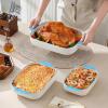 imageMALACASA Casserole Dishes for Oven Ceramic Baking Dishes Set of 3 Rectangular Lasagna Pan Deep Baking Pans Bakeware Sets with Handles Gift Set White with Blue Trim13811794 Series BAKEWhiteBlue Trim
