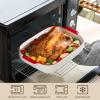 imageMALACASA Casserole Dishes for Oven Ceramic Baking Dishes Set of 3 Rectangular Lasagna Pan Deep Baking Pans Bakeware Sets with Handles Gift Set White with Blue Trim13811794 Series BAKEWhiteRed Trim