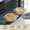 imageMALACASA Mini Cocotte Set  12 OZ Small Casserole Dishes for Oven Ramekins with Lids and Handles Ceramic Mini Dutch Oven Set of 4 Microwave ampamp Dishwasher Safe Khaki White Series TARAKhaki Grey
