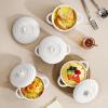 imageMALACASA Mini Cocotte Set  12 OZ Small Casserole Dishes for Oven Ramekins with Lids and Handles Ceramic Mini Dutch Oven Set of 4 Microwave ampamp Dishwasher Safe Khaki White Series TARAKhaki White