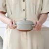 imageMALACASA Mini Cocotte Set  12 OZ Small Casserole Dishes for Oven Ramekins with Lids and Handles Ceramic Mini Dutch Oven Set of 4 Microwave ampamp Dishwasher Safe Khaki White Series TARAKhaki Grey