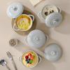 imageMALACASA Mini Cocotte Set  12 OZ Small Casserole Dishes for Oven Ramekins with Lids and Handles Ceramic Mini Dutch Oven Set of 4 Microwave ampamp Dishwasher Safe Khaki White Series TARAKhaki Grey