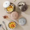 imageMALACASA Mini Cocotte Set  12 OZ Small Casserole Dishes for Oven Ramekins with Lids and Handles Ceramic Mini Dutch Oven Set of 4 Microwave ampamp Dishwasher Safe Khaki White Series TARAMulticolor