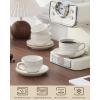 imageMALACASA 8 OZ Cappuccino Cups with Saucers Set of 4  Stackable Espresso and Tea Cups Dishwasher Safe White Ceramic Coffee Mugs for Latte Cappuccino and Americano6 OZ