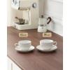 imageMALACASA 8 OZ Cappuccino Cups with Saucers Set of 4  Stackable Espresso and Tea Cups Dishwasher Safe White Ceramic Coffee Mugs for Latte Cappuccino and Americano6 OZ