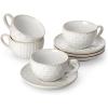 imageMALACASA 8 OZ Cappuccino Cups with Saucers Set of 4  Stackable Espresso and Tea Cups Dishwasher Safe White Ceramic Coffee Mugs for Latte Cappuccino and Americano8 OZ