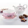 imageMALACASA Tea for One Set Teapot Porcelain Tea Pot Set for One Serving Teapot 11 Ounce Teacup and Saucer Set Cup 84 Ounce Saucer 6 Inch Series SWEETTIME