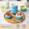 imageMALACASA Ramekins 8 oz Oven Safe Large Ceramic Souffle Dishes for Baking ampamp Serving Stoneware Custard Cups Ramekin for Creme Brulee Baking Bowls Set of 6 Grey Series RAMEKINDISHBlue