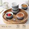 imageMALACASA Ramekins 8 oz Oven Safe Large Ceramic Souffle Dishes for Baking ampamp Serving Stoneware Custard Cups Ramekin for Creme Brulee Baking Bowls Set of 6 Grey Series RAMEKINDISHGrey