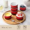 imageMALACASA Ramekins 8 oz Oven Safe Large Ceramic Souffle Dishes for Baking ampamp Serving Stoneware Custard Cups Ramekin for Creme Brulee Baking Bowls Set of 6 Grey Series RAMEKINDISHRed