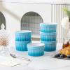imageMALACASA Ramekins 8 oz Oven Safe Large Ceramic Souffle Dishes for Baking ampamp Serving Stoneware Custard Cups Ramekin for Creme Brulee Baking Bowls Set of 6 Grey Series RAMEKINDISHBlue