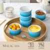 imageMALACASA Ramekins 8 oz Oven Safe Large Ceramic Souffle Dishes for Baking ampamp Serving Stoneware Custard Cups Ramekin for Creme Brulee Baking Bowls Set of 6 Grey Series RAMEKINDISHBlue