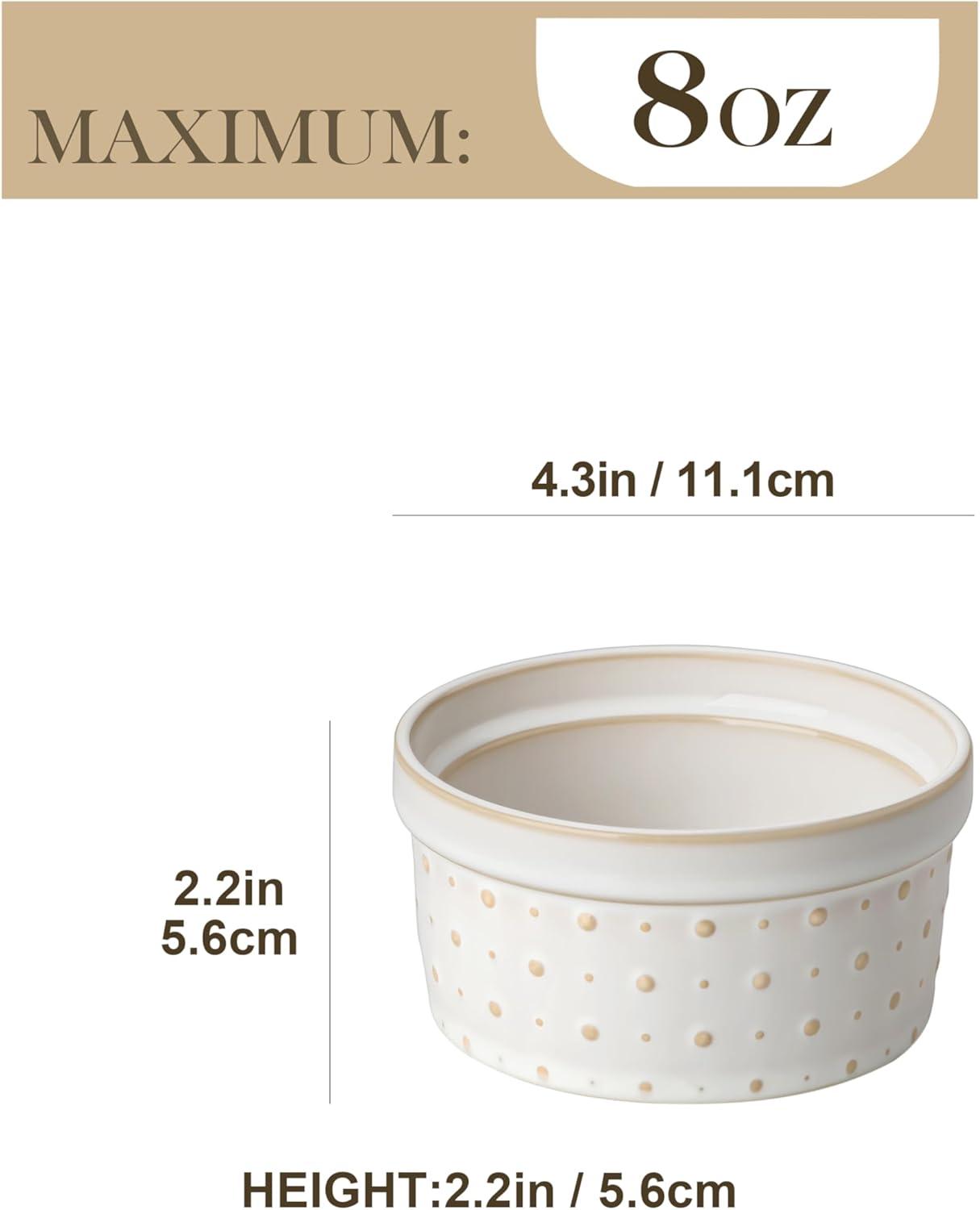 imageMALACASA Ramekins 6 Oz Oven Safe Ceramic Creme Brulee Souffle Dishes Pudding Custard Cups Ramekin For Baking Small Dipping Sauce Bowls Set of 4 Microwave and Dishwasher Safe Arctic White8 oz