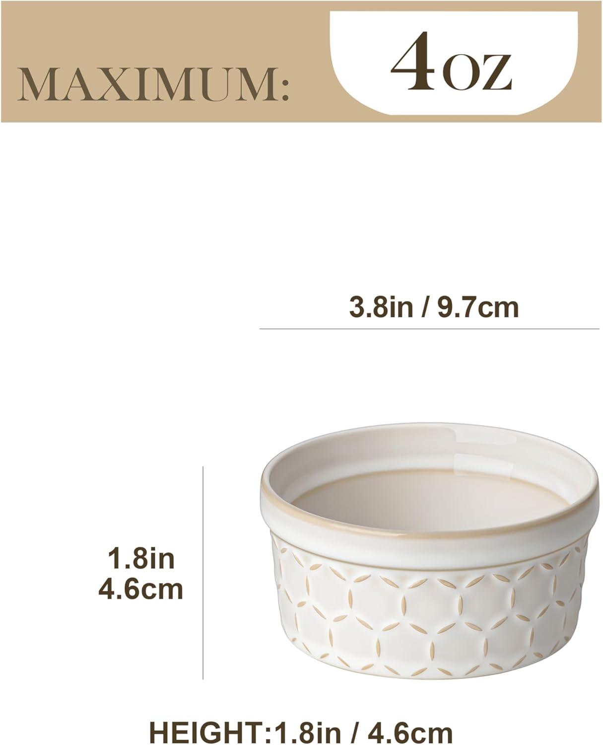 imageMALACASA Ramekins 6 Oz Oven Safe Ceramic Creme Brulee Souffle Dishes Pudding Custard Cups Ramekin For Baking Small Dipping Sauce Bowls Set of 4 Microwave and Dishwasher Safe Arctic White4 oz