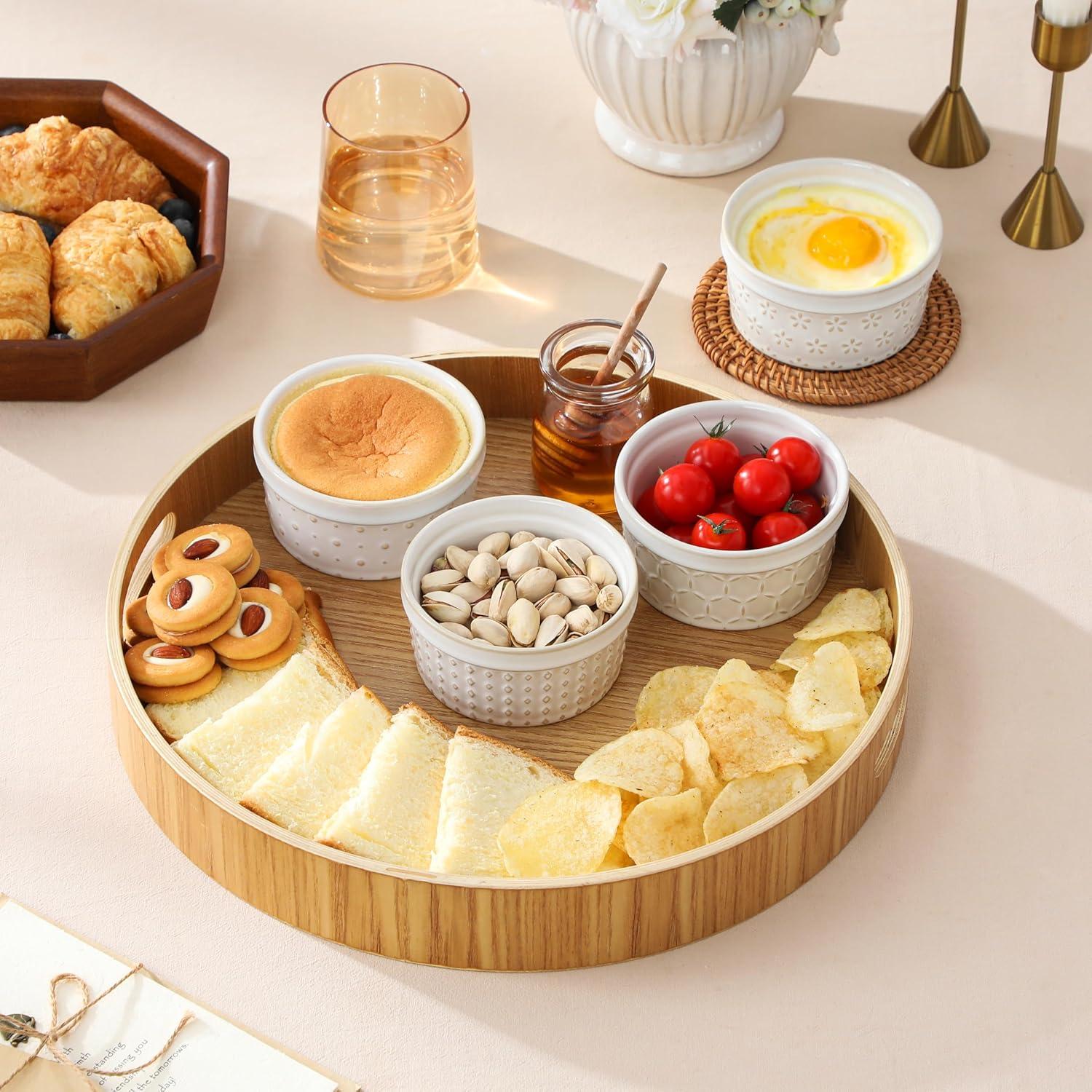 imageMALACASA Ramekins 6 Oz Oven Safe Ceramic Creme Brulee Souffle Dishes Pudding Custard Cups Ramekin For Baking Small Dipping Sauce Bowls Set of 4 Microwave and Dishwasher Safe Arctic White6 oz