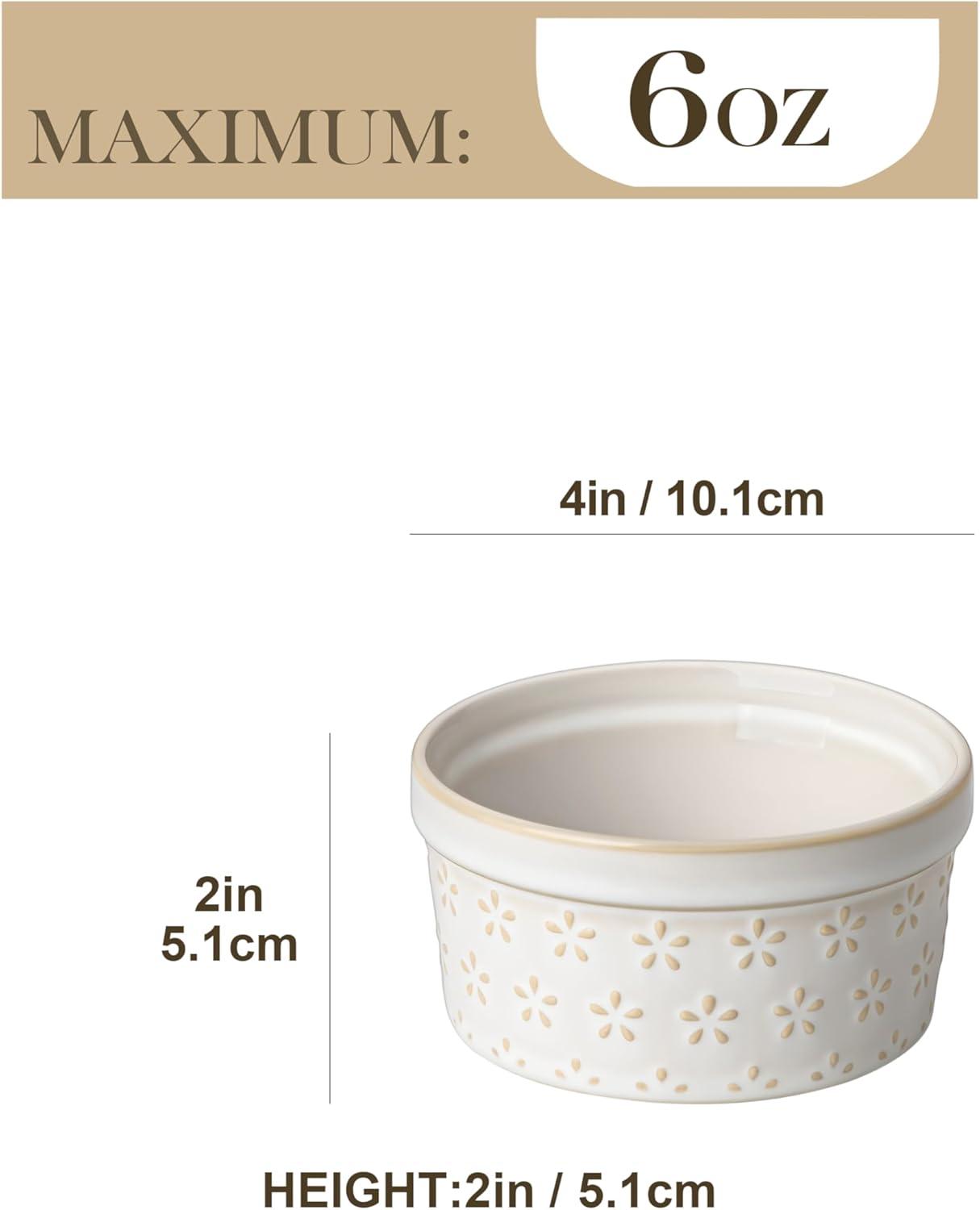 imageMALACASA Ramekins 6 Oz Oven Safe Ceramic Creme Brulee Souffle Dishes Pudding Custard Cups Ramekin For Baking Small Dipping Sauce Bowls Set of 4 Microwave and Dishwasher Safe Arctic White6 oz