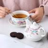image:imageMALACASA Teapot Set Porcelain Tea Pot Serving Tea for One Set Blooming amp Loose Leaf Teapots 11 Ounce Teapots 84 Ounce Teacup and Saucer Set Series SWEETTIME