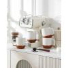 image:imageMALACASA Ceramic Coffee Mugs Set of 4 11oz Coffee Cups Modern Farmhouse Mugs for Coffee Latte Tea Hot Chocolate Cappuccino Milk Microwave amp Dishwasher Safe Multicolor Series TARAKhaki White