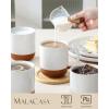 image:imageMALACASA Ceramic Coffee Mugs Set of 4 11oz Coffee Cups Modern Farmhouse Mugs for Coffee Latte Tea Hot Chocolate Cappuccino Milk Microwave amp Dishwasher Safe Multicolor Series TARAKhaki White